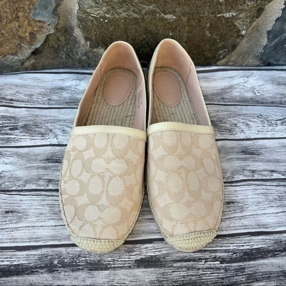 Coach Casey Espadrille beige ivory slide size 9